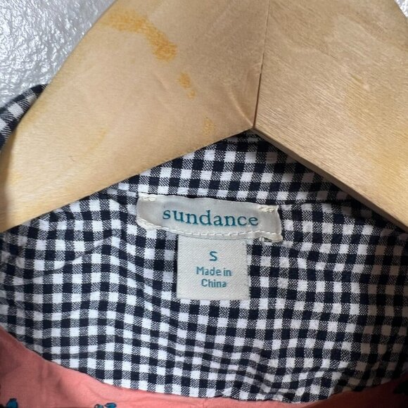 Sundance Tansy Gingham Floral Blazer Jacket Size Small Blue Linen Embroidery - Picture 4 of 11